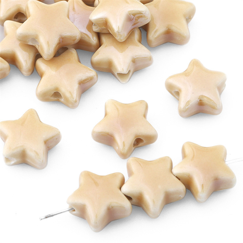 50 pcs/bag Cream Colored Ceramic Star Beads DIY Accessories