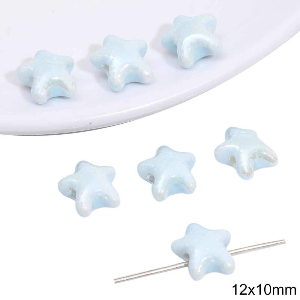 40 pcs/bag Blue Ceramic Multi-Shape Beads DIY Accessories