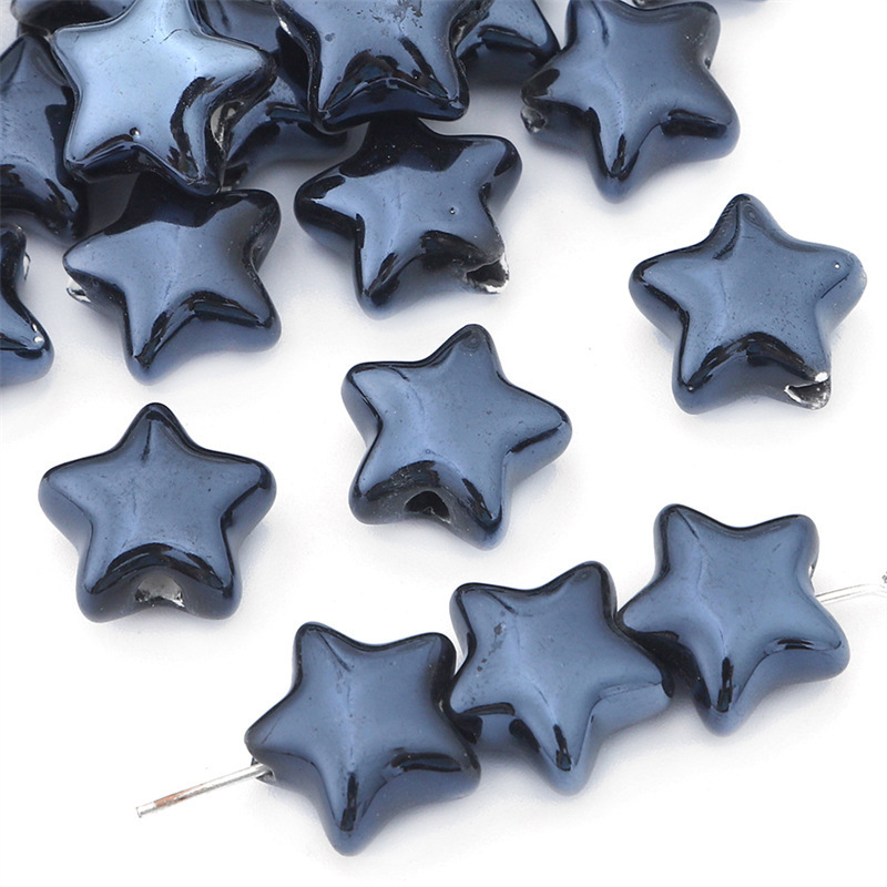 50 pcs/bag Cream Colored Ceramic Star Beads DIY Accessories