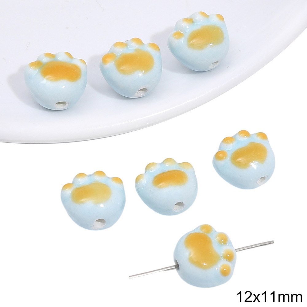 40 pcs/bag Blue Ceramic Multi-Shape Beads DIY Accessories