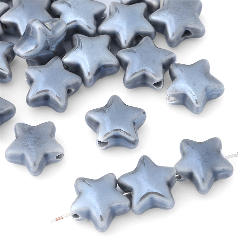 50 pcs/bag Cream Colored Ceramic Star Beads DIY Accessories
