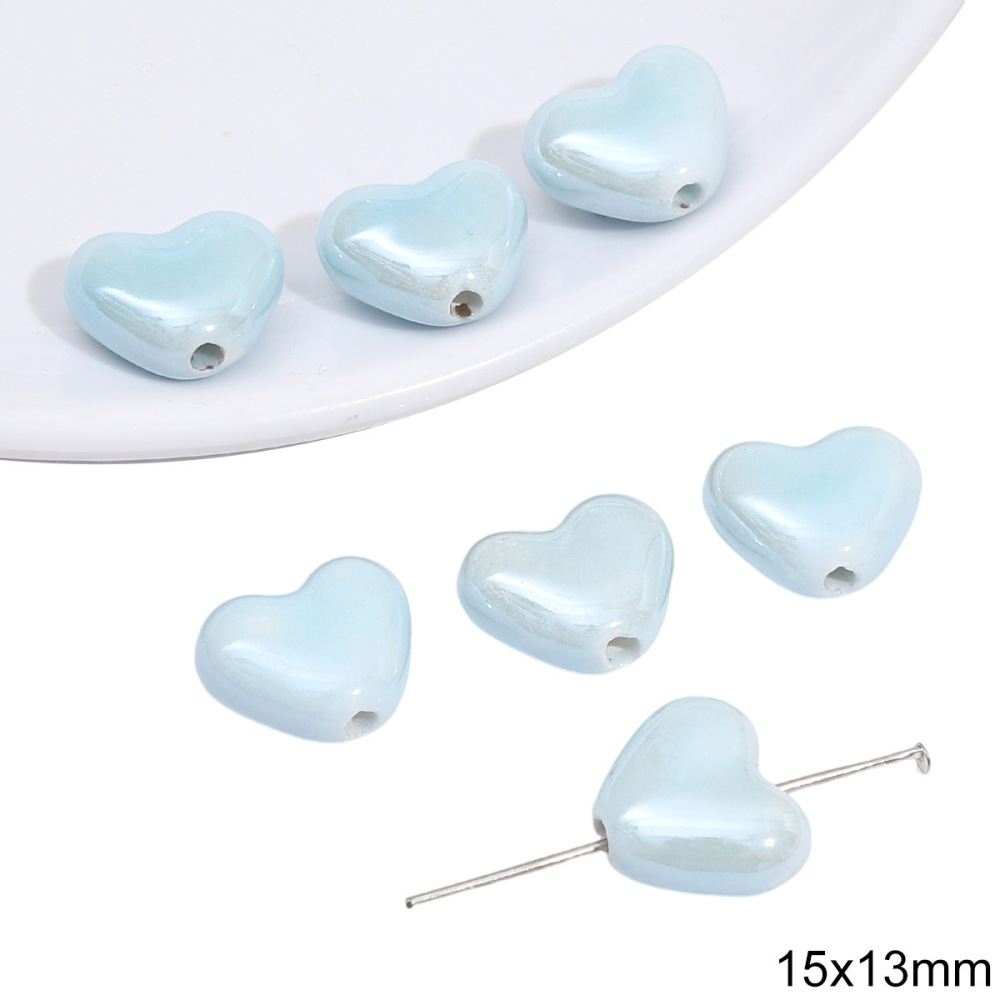 40 pcs/bag Blue Ceramic Multi-Shape Beads DIY Accessories