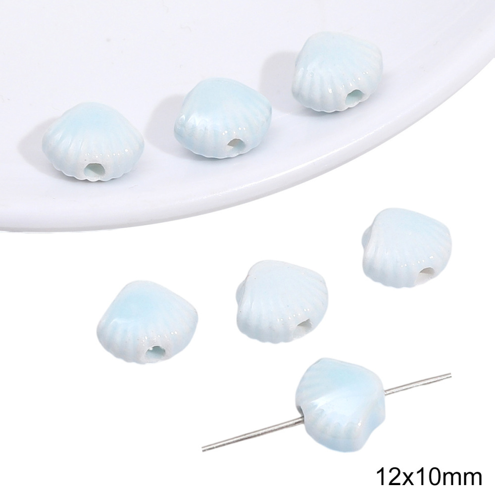 40 pcs/bag Blue Ceramic Multi-Shape Beads DIY Accessories