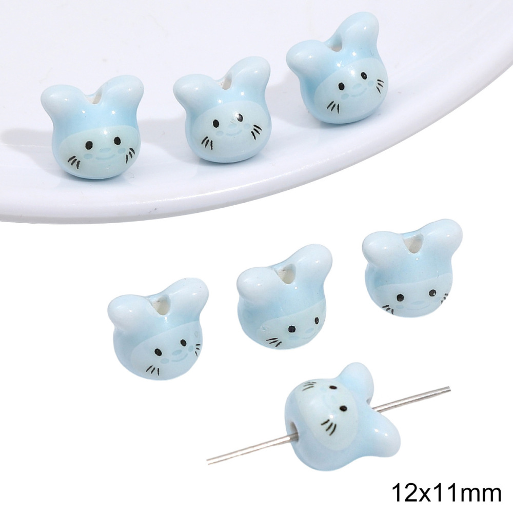 40 pcs/bag Blue Ceramic Multi-Shape Beads DIY Accessories