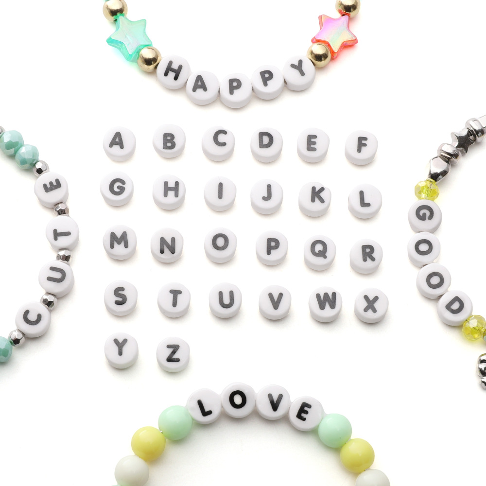 50 pcs/bag 8x4mm ceramic 26-piece English alphabet beads, DIY accessories