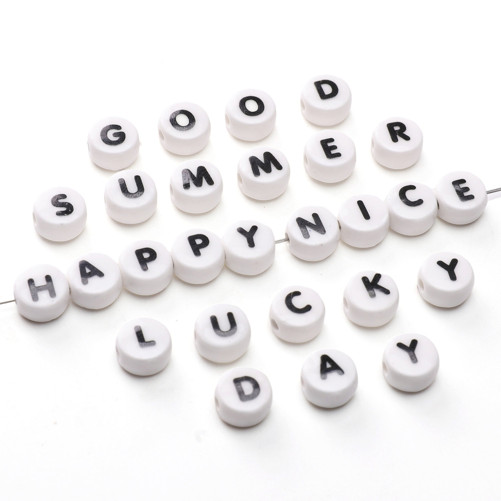 50 pcs/bag 8x4mm ceramic 26-piece English alphabet beads, DIY accessories