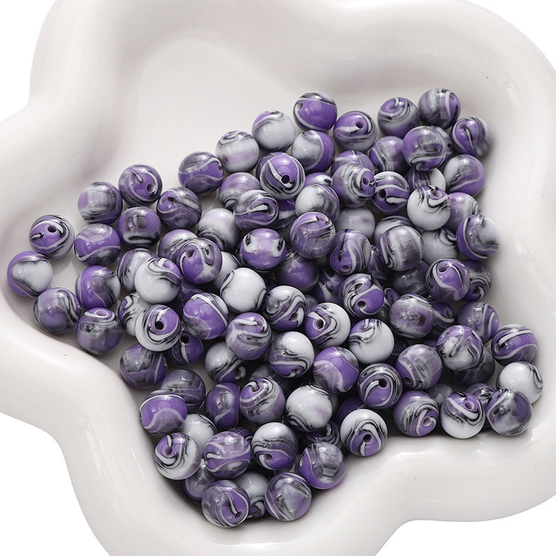 200 pcs/bag 8mm Resin Oil Painting Loose Round Beads DIY Accessories