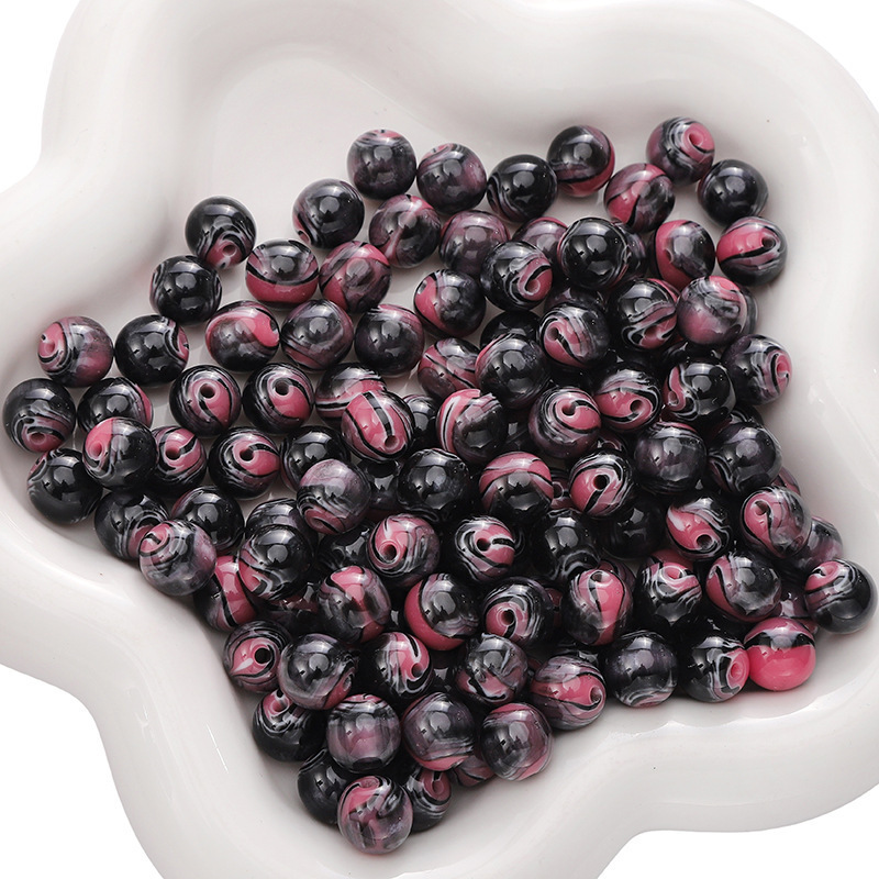 200 pcs/bag 8mm Resin Oil Painting Loose Round Beads DIY Accessories
