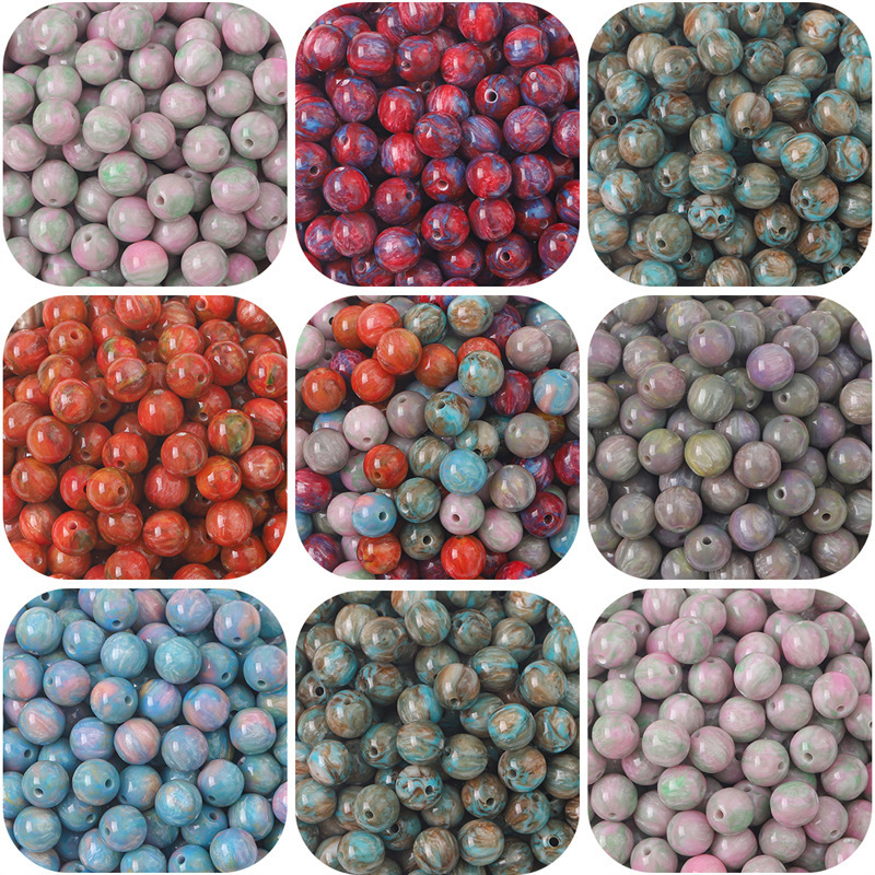 100 pcs/bag 10mm Starry Sky Gradient Resin Beads DIY Accessories