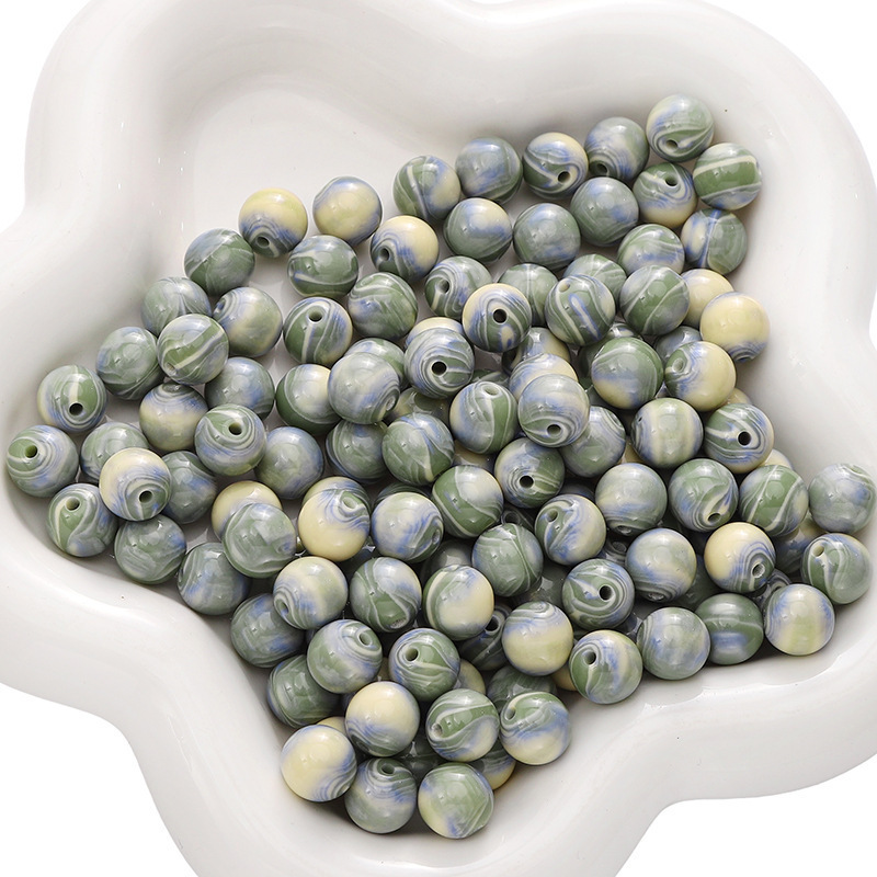 200 pcs/bag 8mm Resin Oil Painting Loose Round Beads DIY Accessories