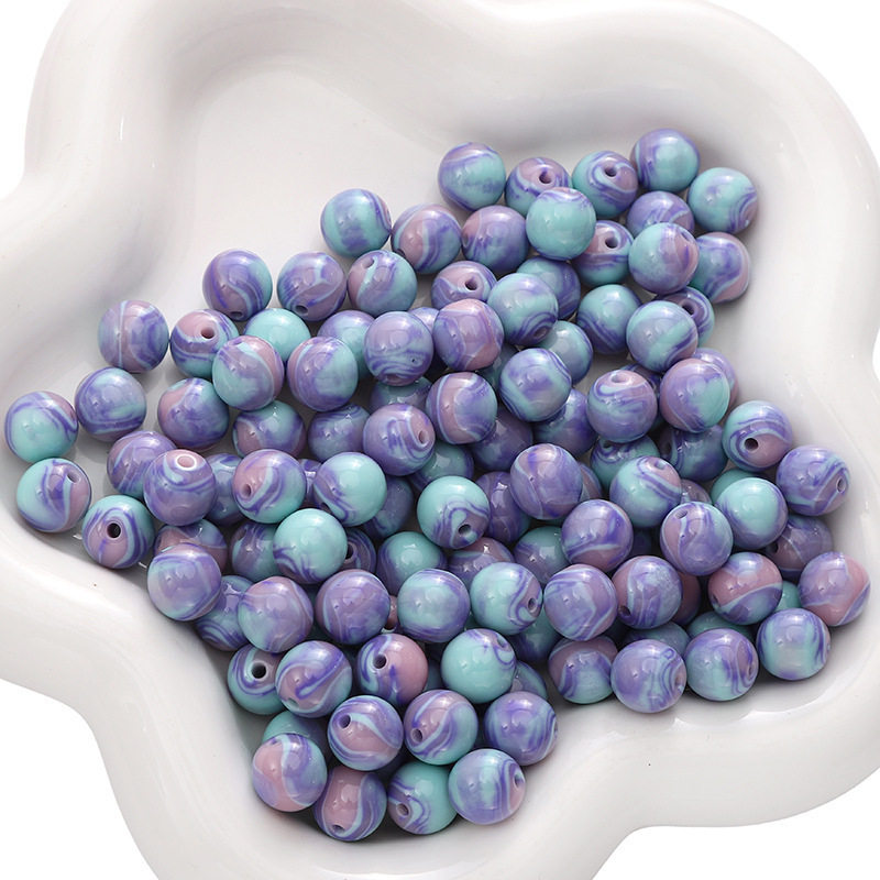 200 pcs/bag 8mm Resin Oil Painting Loose Round Beads DIY Accessories