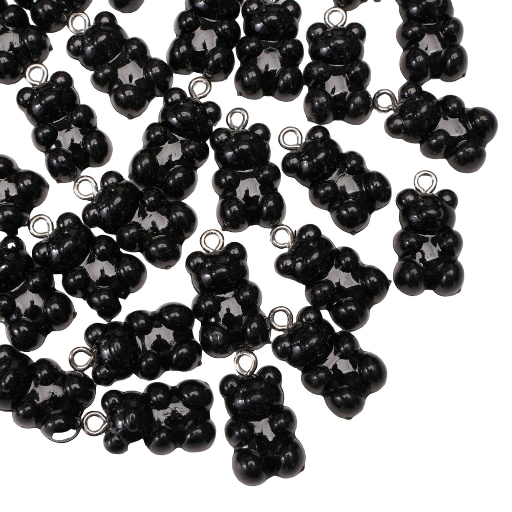 100 pcs/bag 11x21mm solid candy-colored resin bear pendant DIY accessory