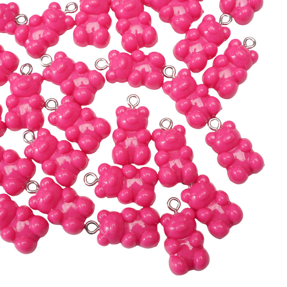 100 pcs/bag 11x21mm solid candy-colored resin bear pendant DIY accessory