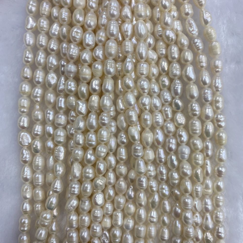 4-5mm Natural Pearl Seed Beads, Textured, Bright White, DIY Accessories