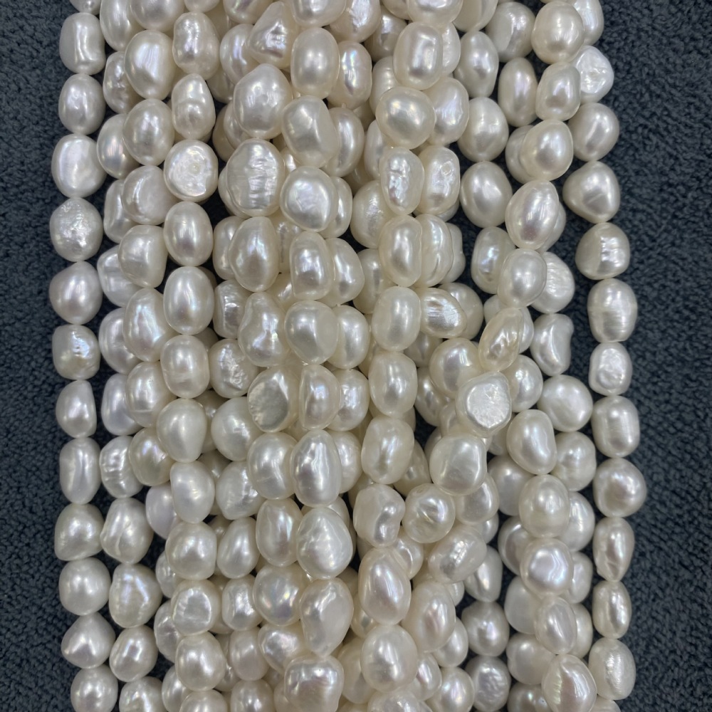 9-10mm Baroque White Double-sided Polished Pearl DIY Accessories