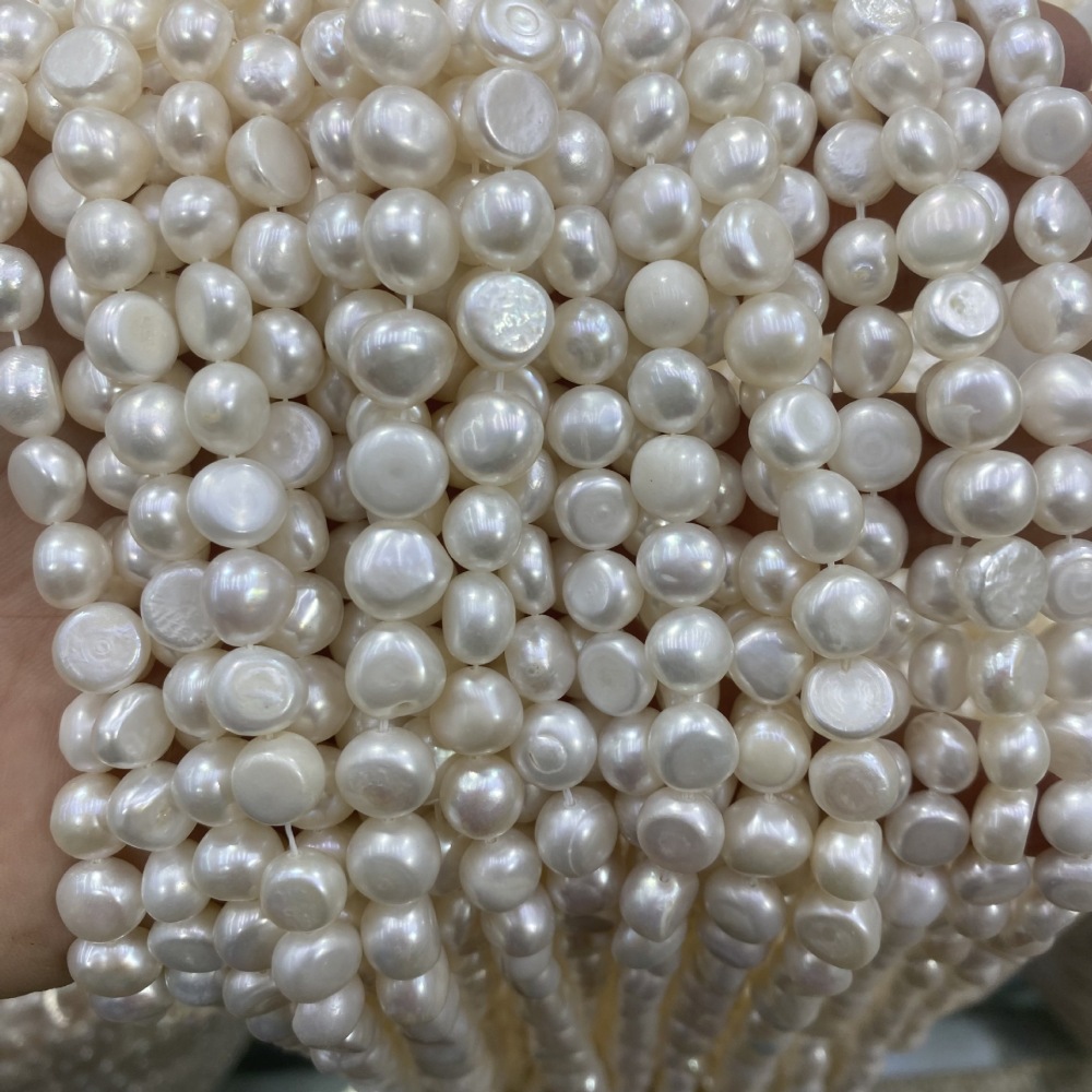 9-10mm Baroque White Double-sided Polished Pearl DIY Accessories