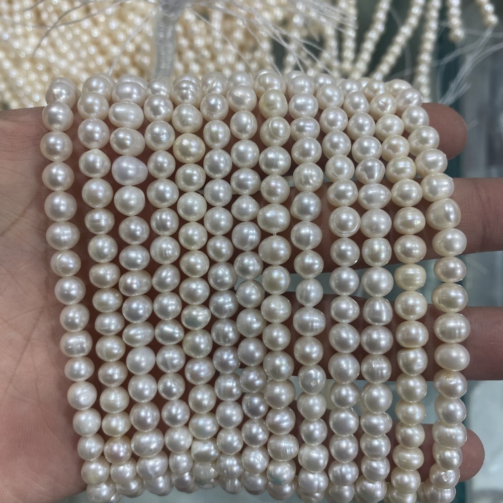 5-6mm Natural Freshwater Pearl Spiral Oval DIY Accessory