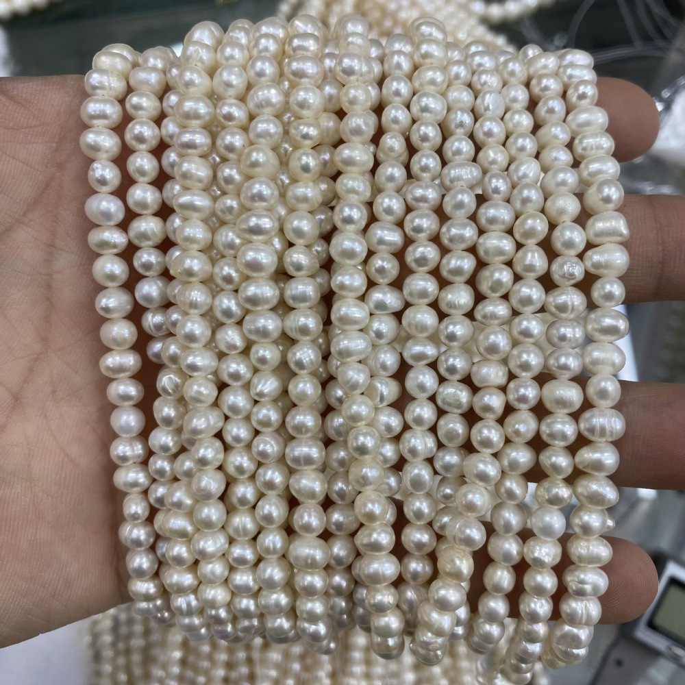 4-5mm Natural Freshwater Pearl Spiral Ribbon, High Gloss, DIY Accessory