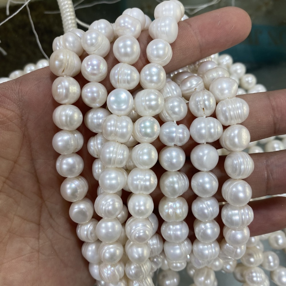 9-10mm Natural Freshwater Pearl Spiral Beads, Bright White, DIY Accessories