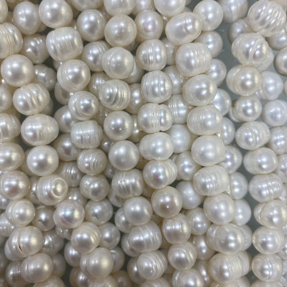 9-10mm Natural Freshwater Pearl Spiral Beads, Bright White, DIY Accessories