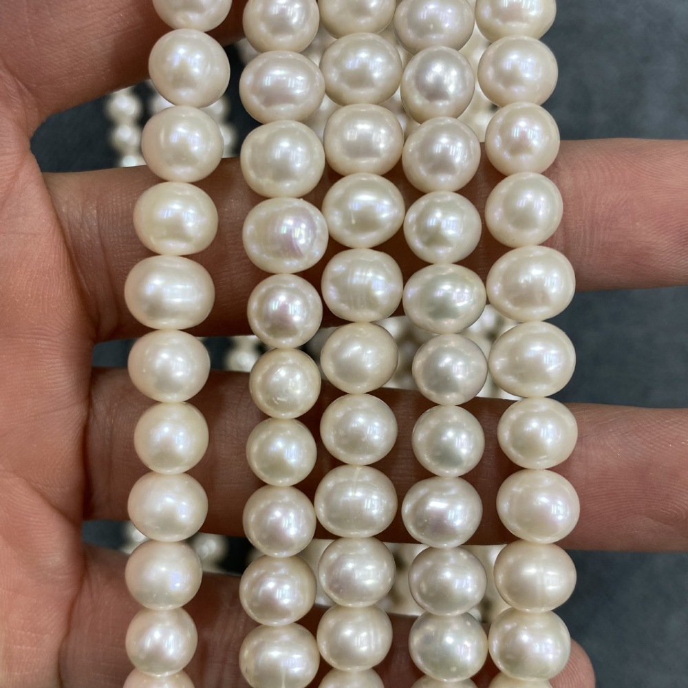 7-8mm Natural Micro-Round Freshwater Pearls - DIY Accessories