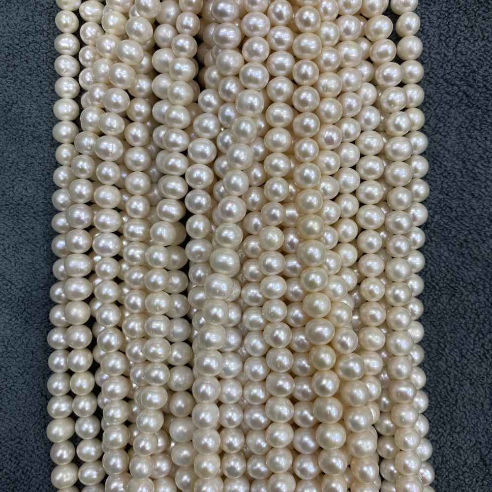 7-8mm Natural Micro-Round Freshwater Pearls - DIY Accessories