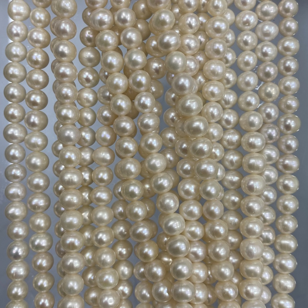 7-8mm Natural Micro-Round Freshwater Pearls - DIY Accessories