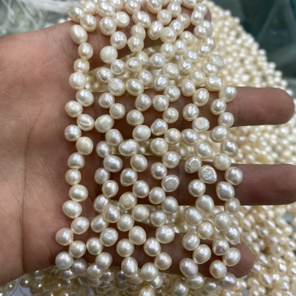 5-5.5mm 3/7 hole high-luster natural freshwater pearl DIY accessories