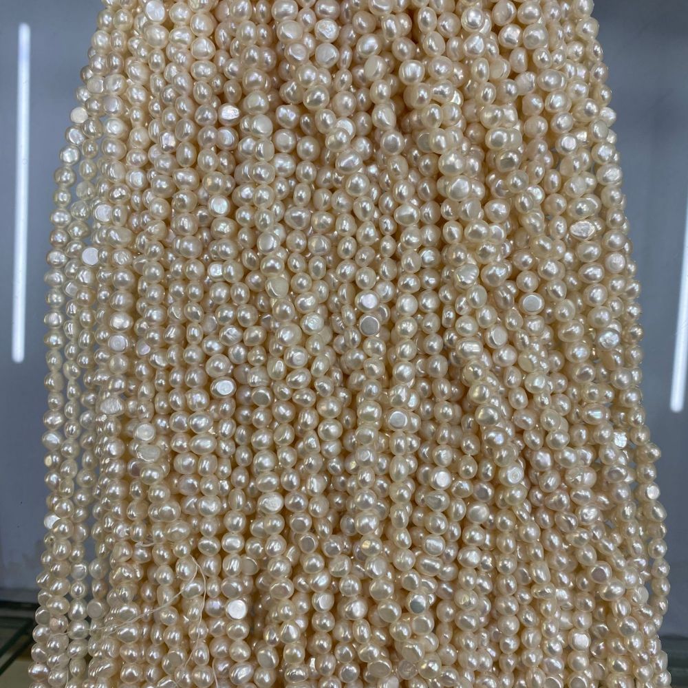 5-6mm horizontal hole natural freshwater pearl, strong luster, virtually flawless, DIY accessory