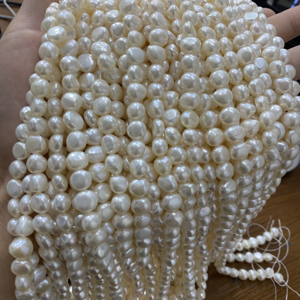 8-9mm natural freshwater pearls, double-sided glossy with very few flaws, DIY accessories.