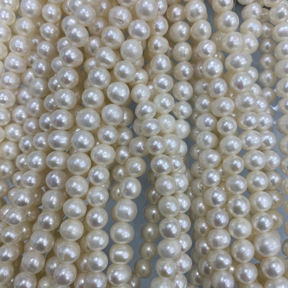7-8mm Natural Freshwater Pearls, Nearly Round with Very Few Surface Marks, DIY Accessories
