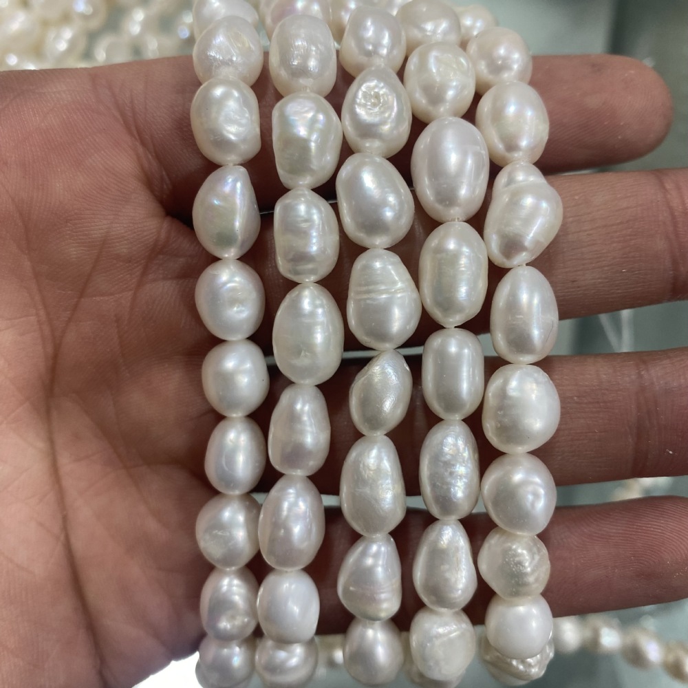 8-9mm irregularly shaped natural freshwater pearls, lightly textured, DIY accessory