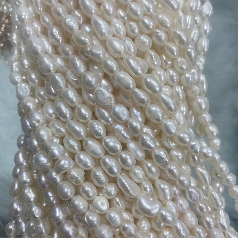 7-8mm Natural Freshwater Pearls, Double-sided Polished, Textured, DIY Accessories