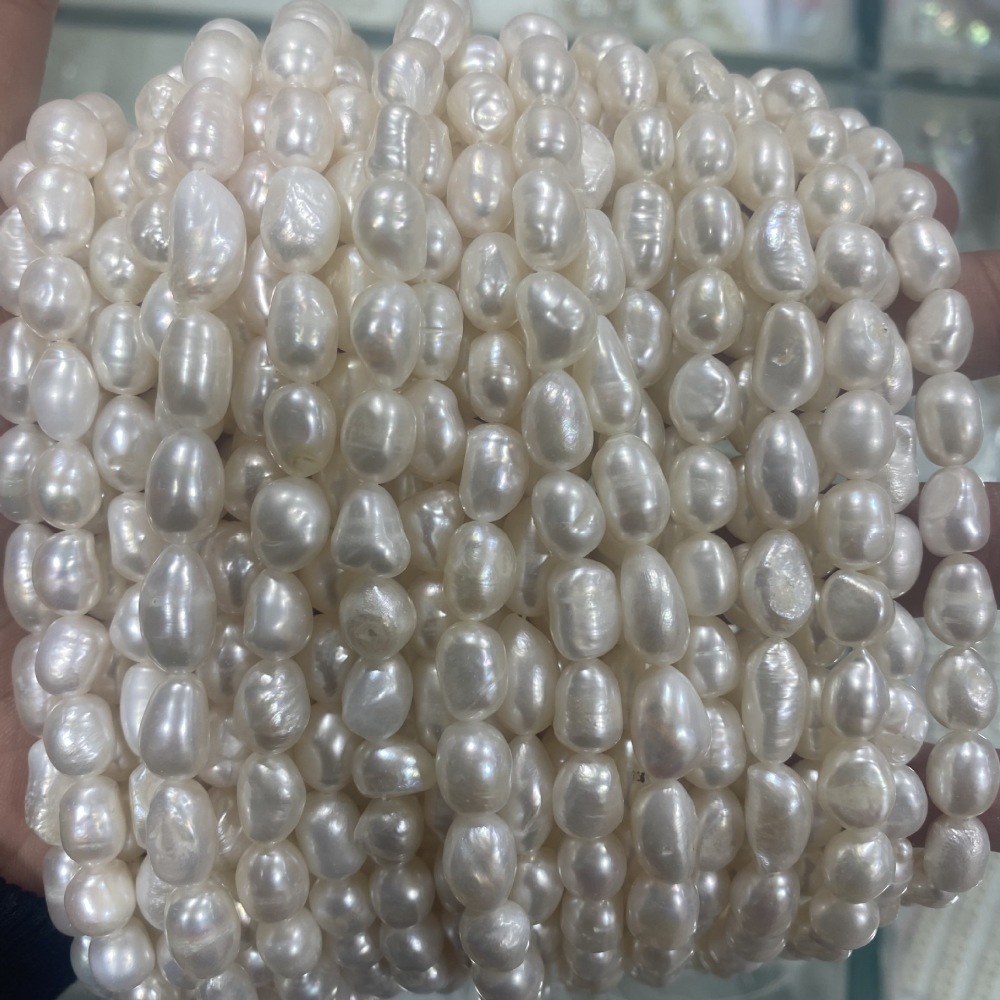 7-8mm Natural Freshwater Pearls, Double-sided Polished, Textured, DIY Accessories