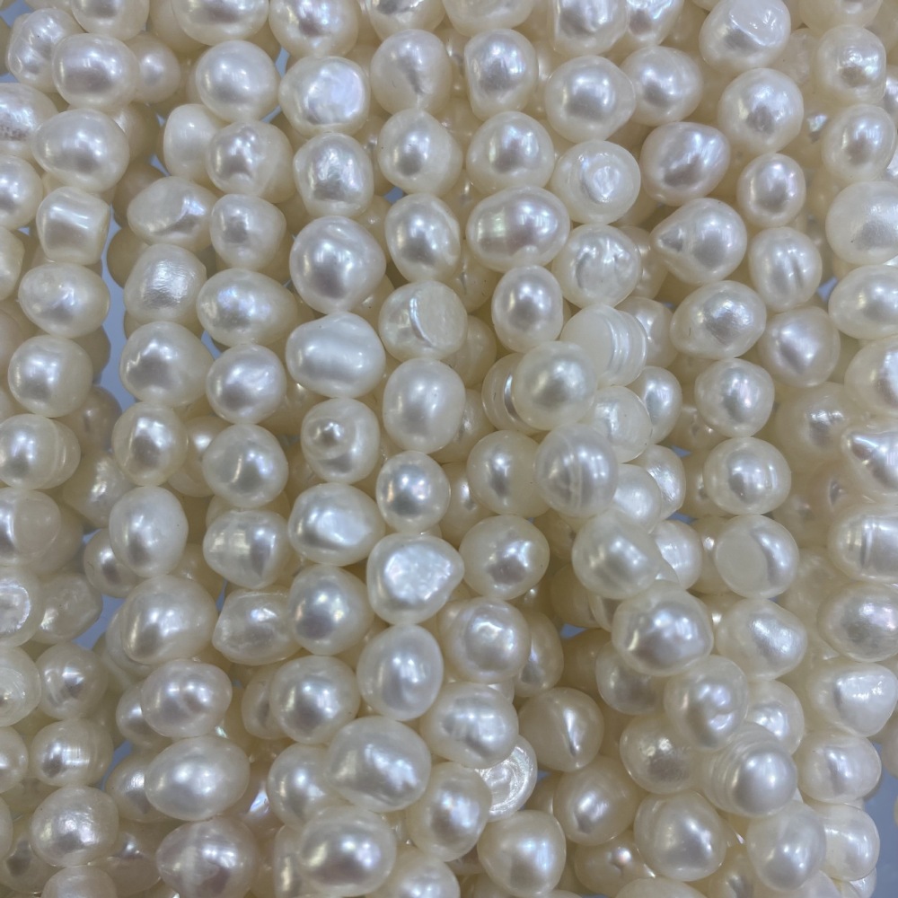 5-8mm Baroque Natural Freshwater Pearls, High Luster, Bright White with Few Flaws, DIY Accessories