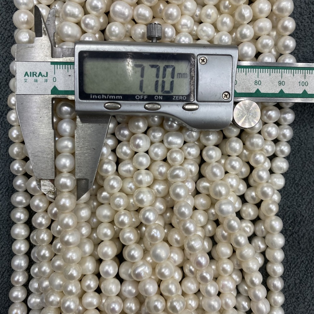 7-8mm Natural Freshwater Pearls, High Luster, Bright White, DIY Accessories