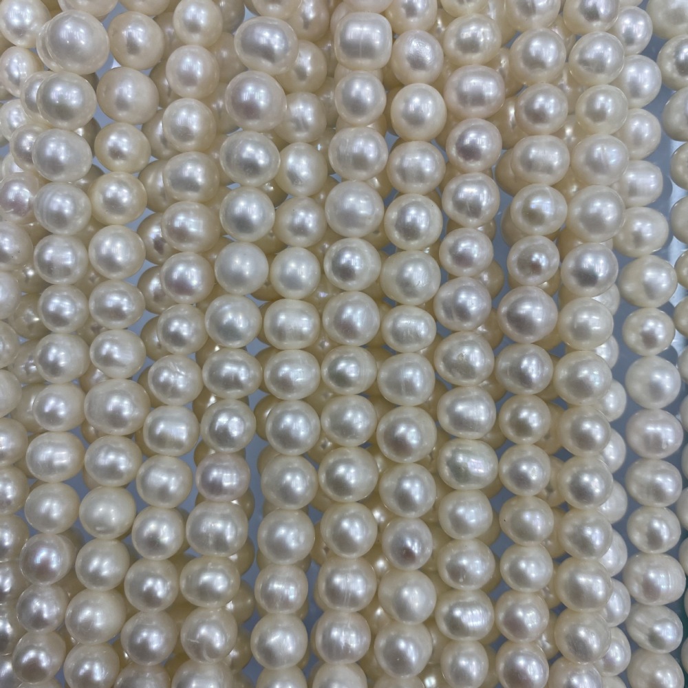 7-8mm Natural Freshwater Pearls, High Luster, Bright White, DIY Accessories