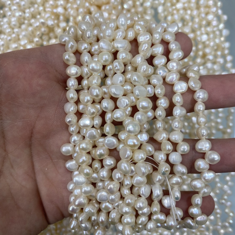 5-6mm, 3/7 hole natural freshwater pearl, wheat ear shape, DIY accessory