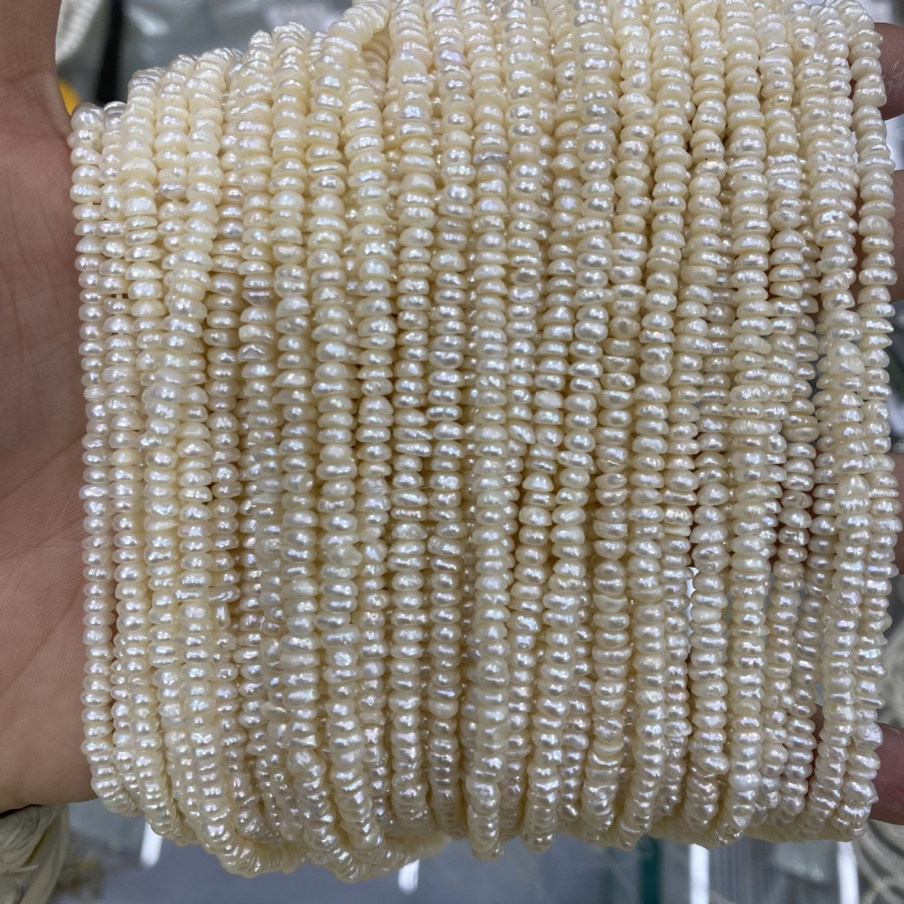 3.5~4mm Irregular Natural Freshwater Pearls, Lustrous with No White Skin, DIY Accessories
