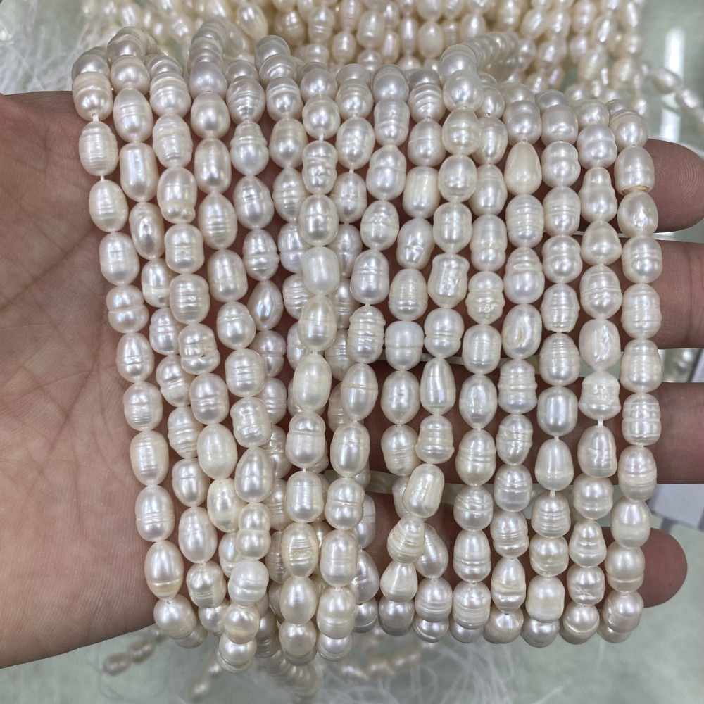 5-6mm natural freshwater pearls, with spiral patterns, bright white, DIY accessories