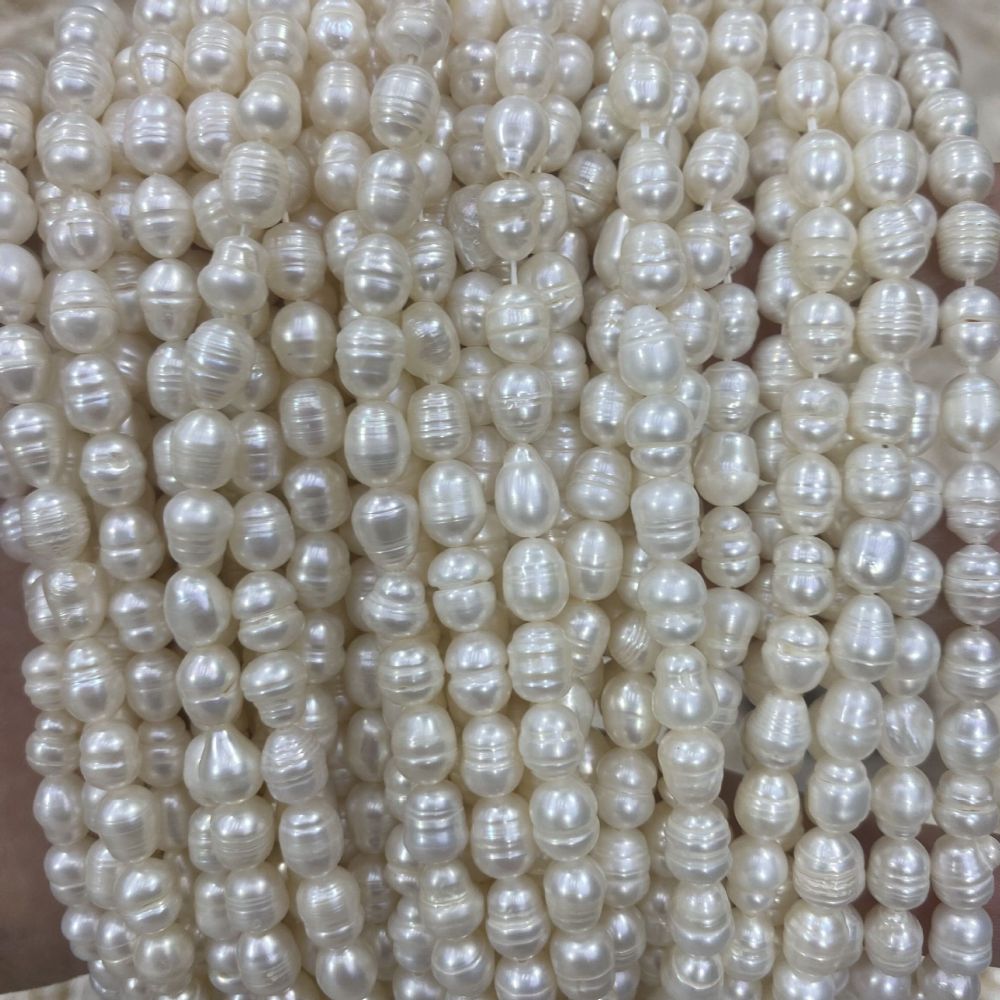 5-6mm natural freshwater pearls, with spiral patterns, bright white, DIY accessories
