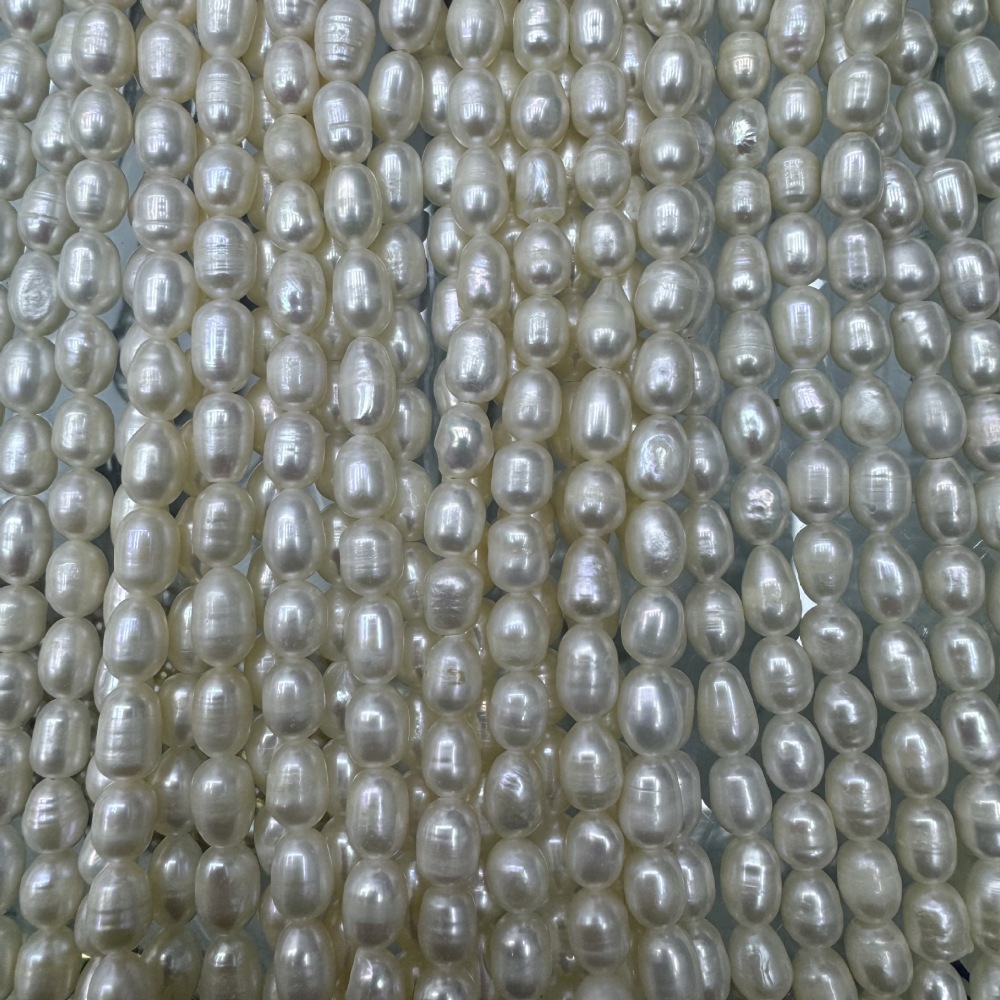 5-6mm natural freshwater pearls, with spiral patterns, bright white, DIY accessories