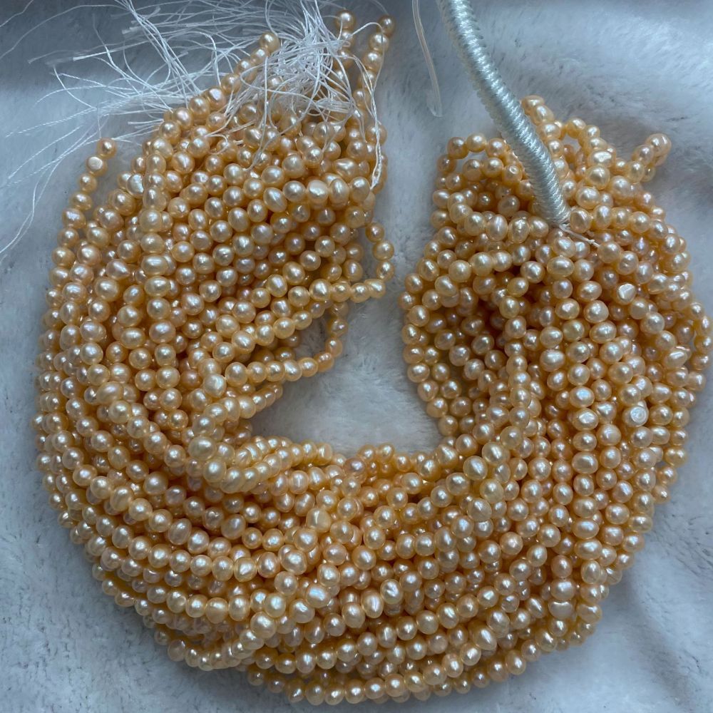 6-7mm Natural Freshwater Pearls, Potato-shaped, light spiral pattern. DIY Accessories