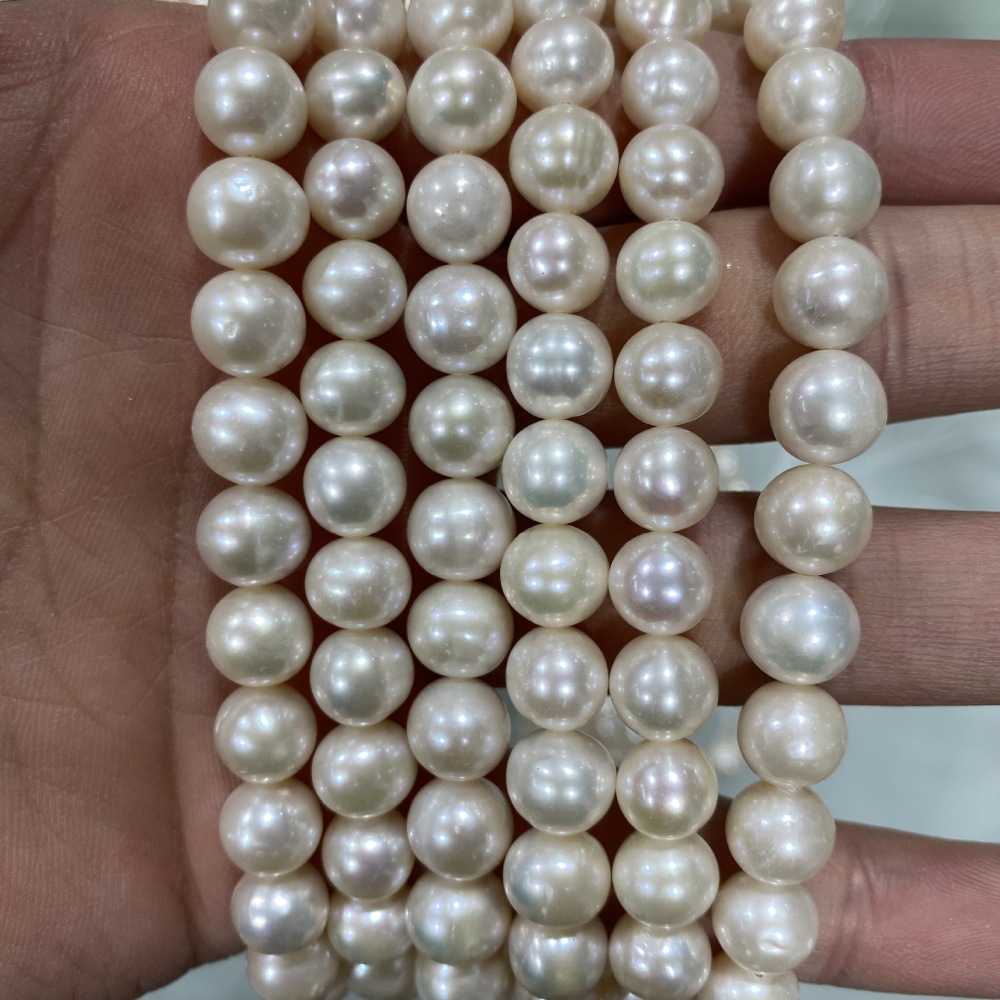 8-9 mm natural freshwater pearls, nearly round, without patterns, DIY jewelry.
