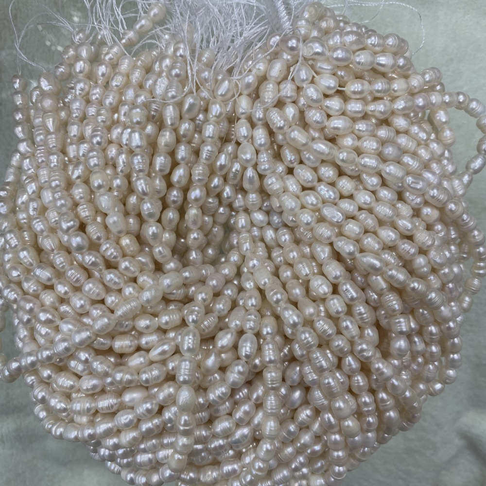 5-6mm Natural Freshwater Pearls, Bright White, Spiral Beads, DIY Accessories
