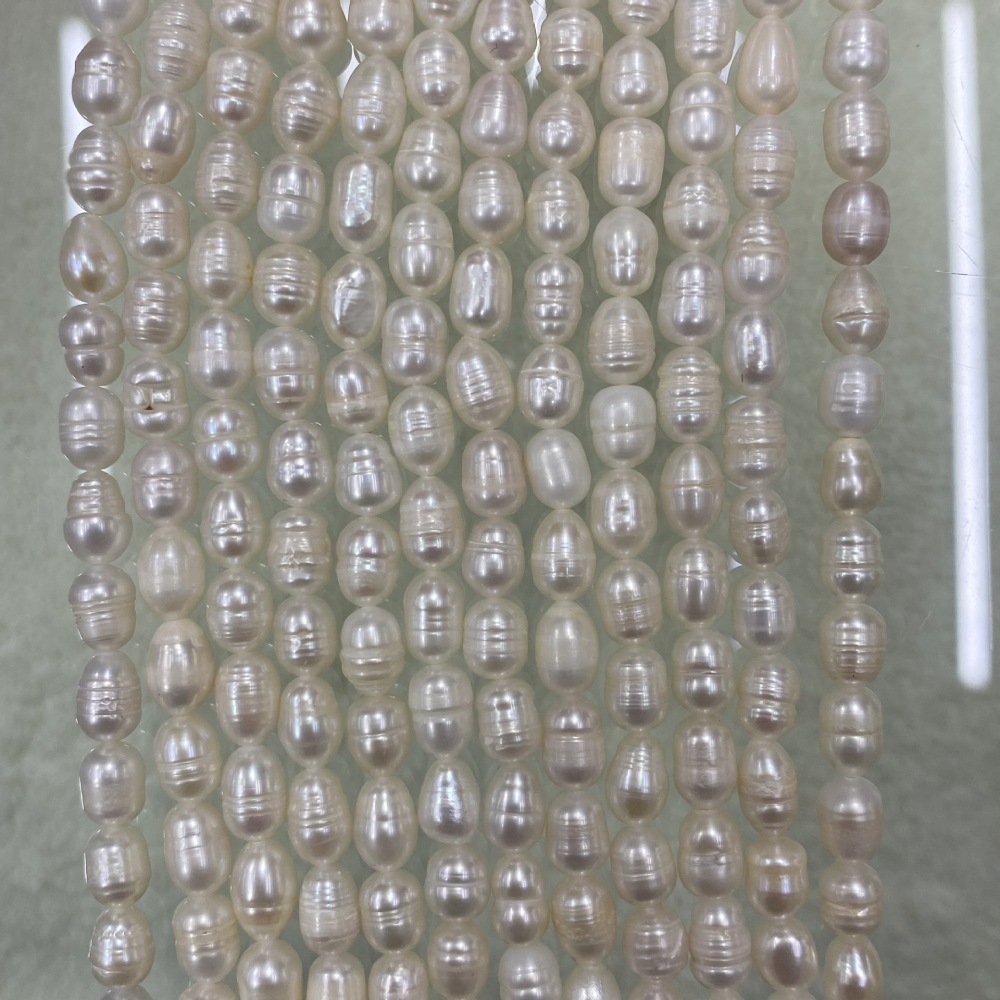 5-6mm Natural Freshwater Pearls, Bright White, Spiral Beads, DIY Accessories