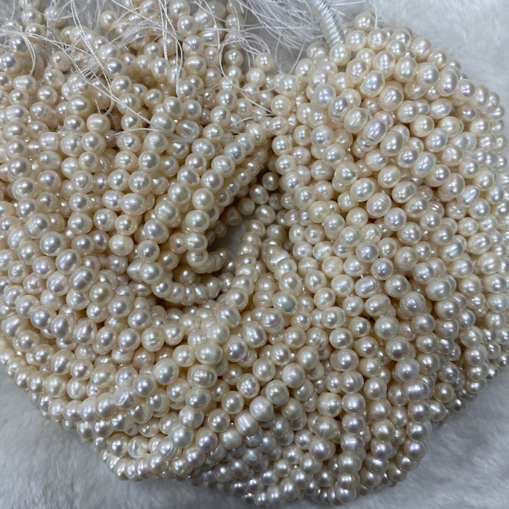 6-7mm Natural Freshwater Pearls, Textured, Iridescent, DIY Accessories