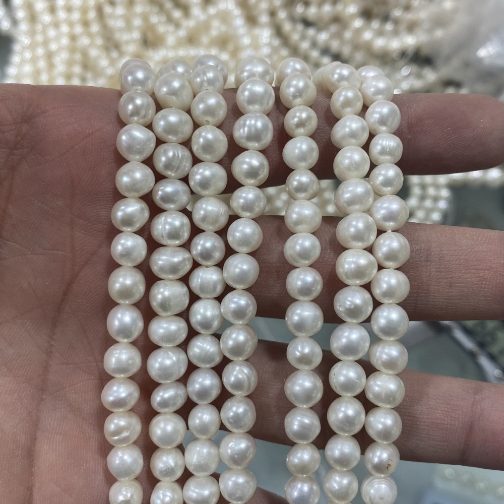 6-7mm Natural Freshwater Pearls, Oval, Slightly Textured, DIY Accessories