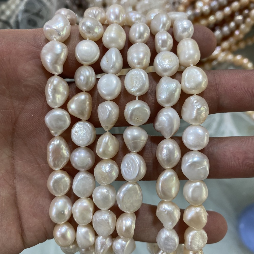 9-10mm Natural Baroque Freshwater Pearl, High Luster, Horizontal Hole, DIY Accessories