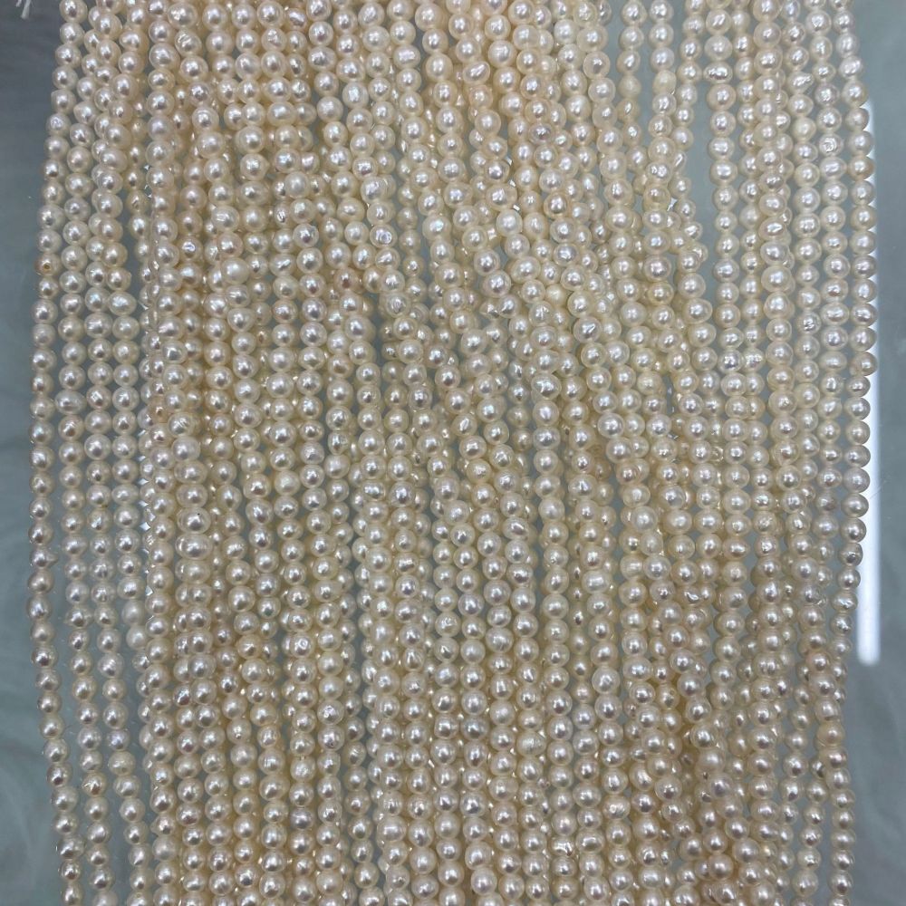 3-4mm natural freshwater pearls, nearly round, with high luster, almost flawless, DIY accessories